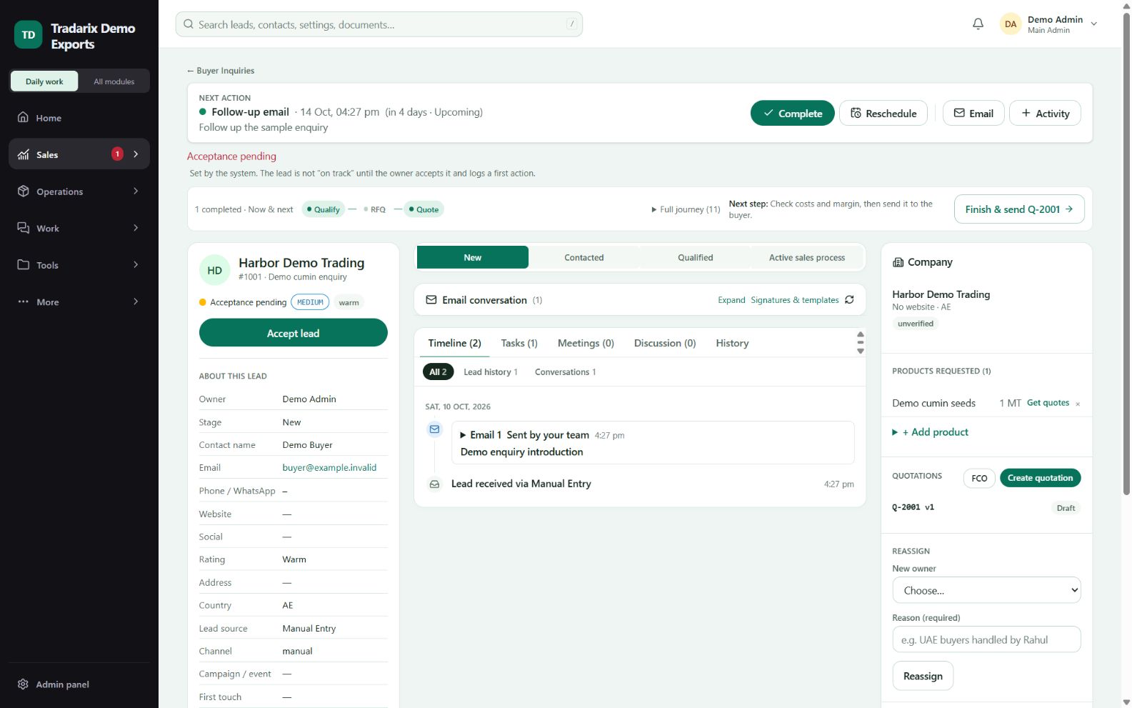 Buyer enquiry and next actions